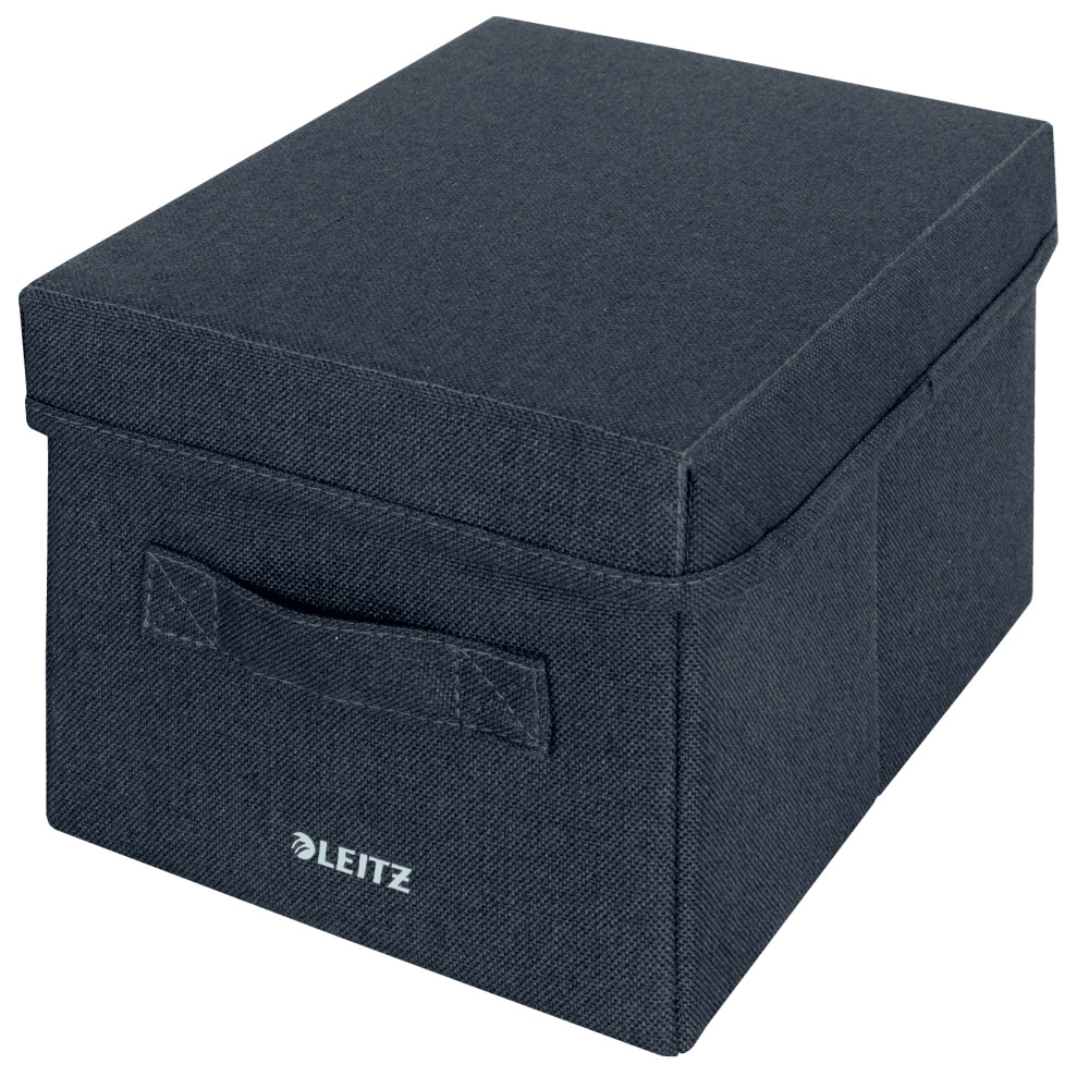 Cutie Depozitare Textila Cu Capac Si Maner Mica 2/set Gri Carbune Leitz