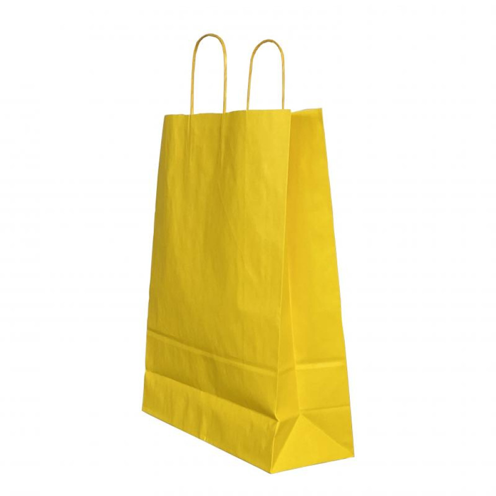 Punga Hartie Maner Rasucit 18 X 8 X 22 Cm Galben/alb Papiroti