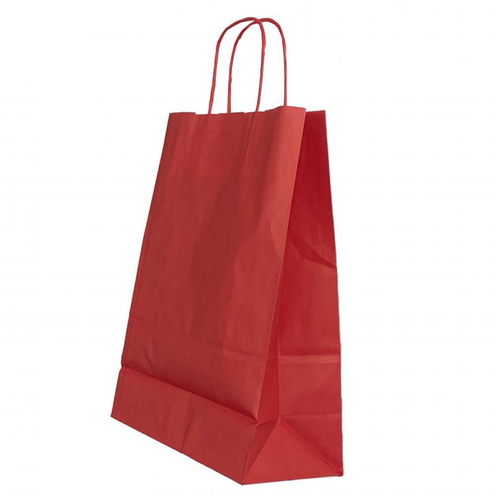 Punga Hartie Maner Rasucit 14 X 8 X 21 Cm Rosu/alb Papiroti
