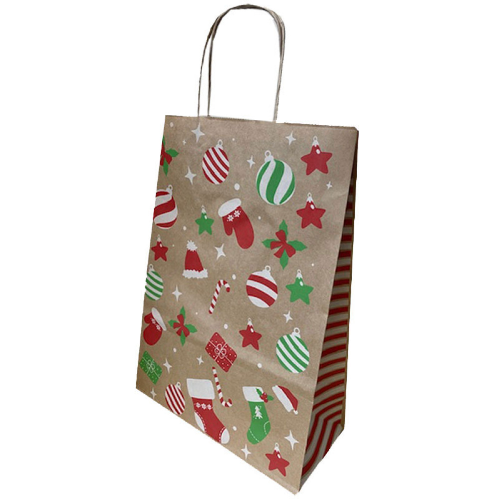 Punga Hartie Maner Rasucit 32 X 12 X 41 Cm Maro Glob Craciun Papiroti