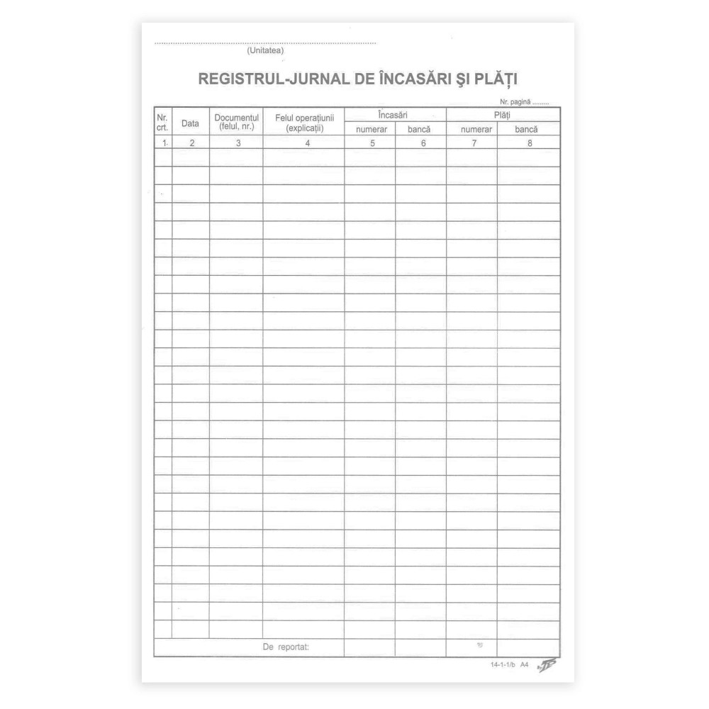 Registru Jurnal De Incasari Si Plati