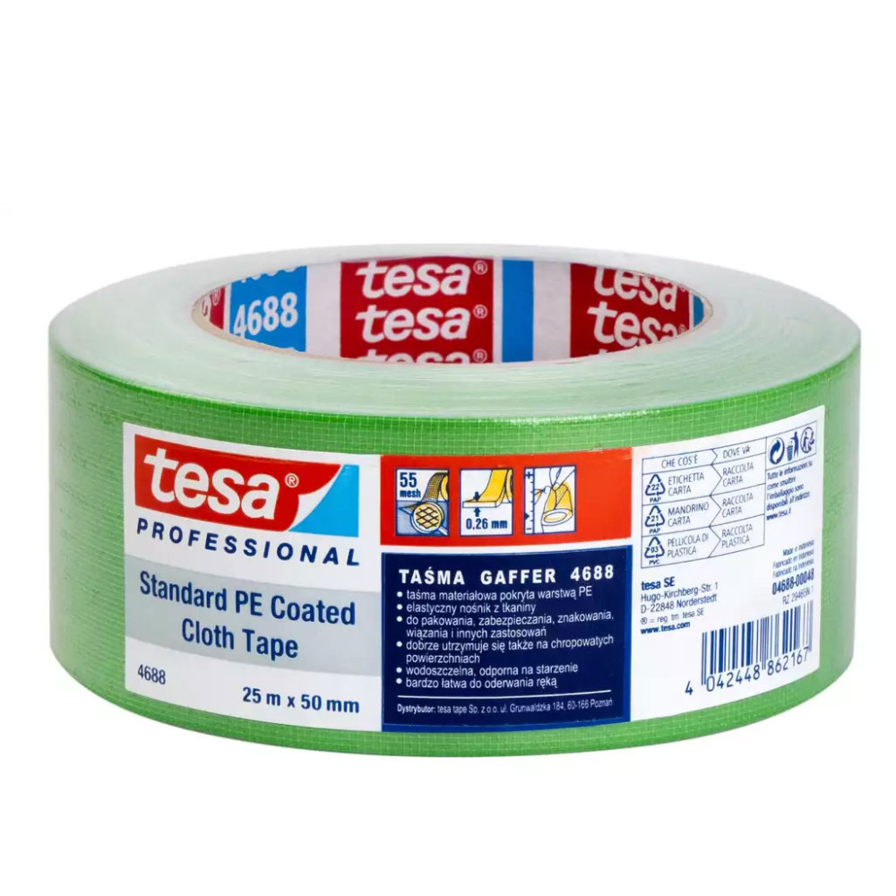 Banda Adeziva Textila Verde 25m*50mm Tesa