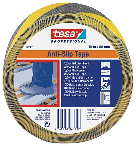 Banda Adeziva Antialunecare Galben/negru 15m 50mm Tesa Banda Adeziva Antialunecare Galben/negru 15m 50mm Tesa