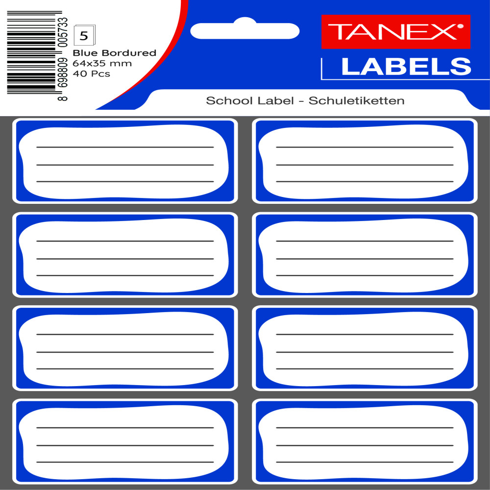 Etichete Scolare 40/set Albastre Tanex