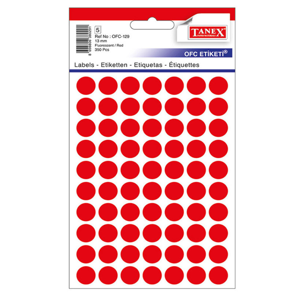Etichete Rotunde 13mm Rosii 350/tipla Tanex