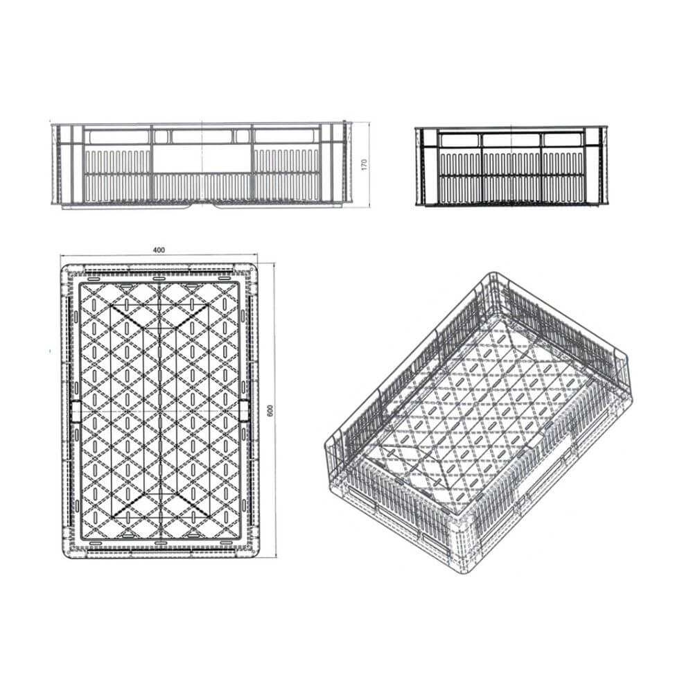Naveta A107, Plastic HDPE, 60x40x17 cm, Perforata, Neagra Naveta A107, Plastic HDPE, 60x40x17 cm, Perforata, Neagra