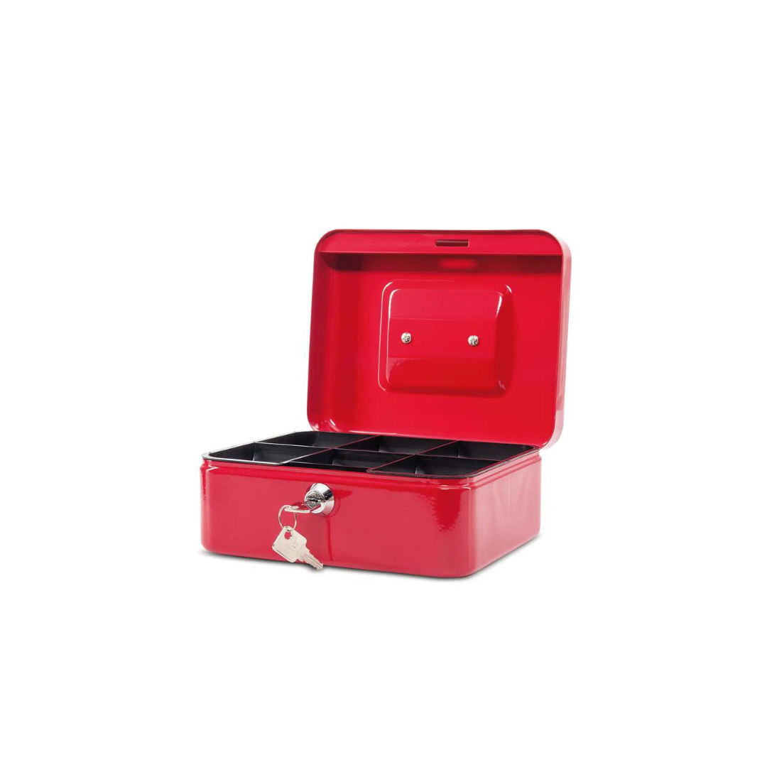 Caseta (cutie) Metalica Pentru Bani, 200 X 170 X 90 Mm, Maul - Rosie