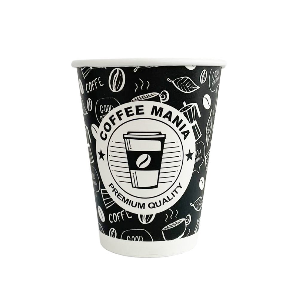 Pahare Carton 8 OZ Model Coffee Mania, Capacitate 235 ml, 50 Buc/Set