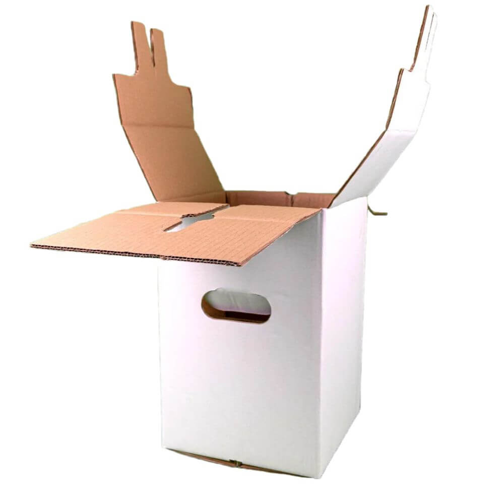 Set 50 Cutii pentru 4 Sticle, cu Separator, 230x230x340 mm, Carton CO5 Alb/Natur