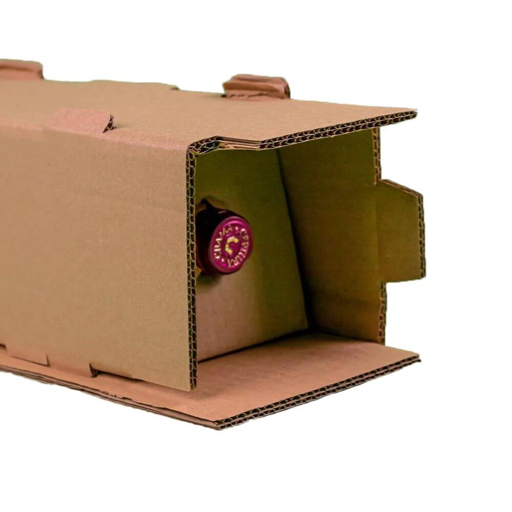 Set 50 Cutii pentru 1 Sticla, cu Separator, 130x130x395 mm, Carton CO5 Natur