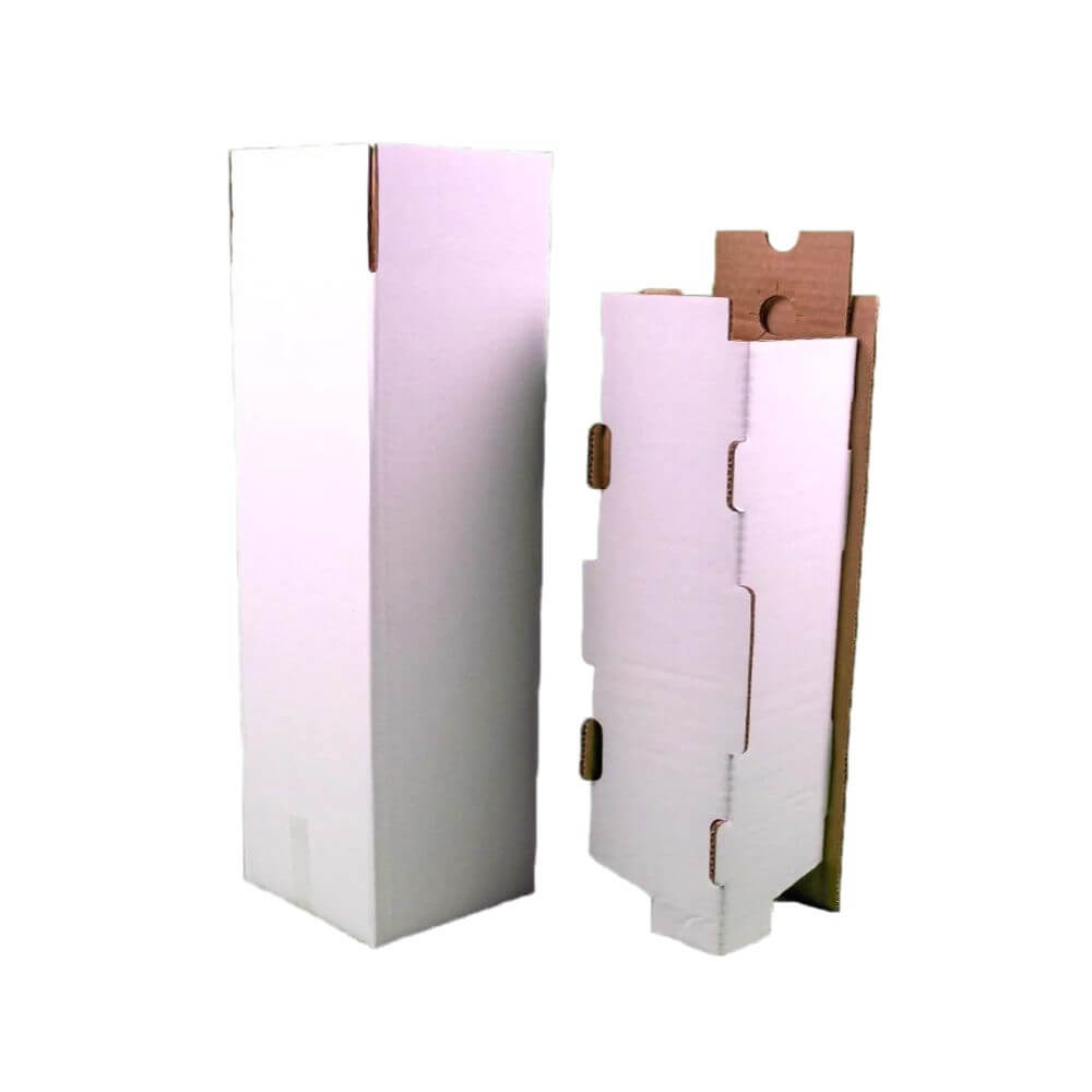 Set 50 Cutii pentru 1 Sticla, cu Separator, 130x130x395 mm, Carton CO5 Alb/Natur