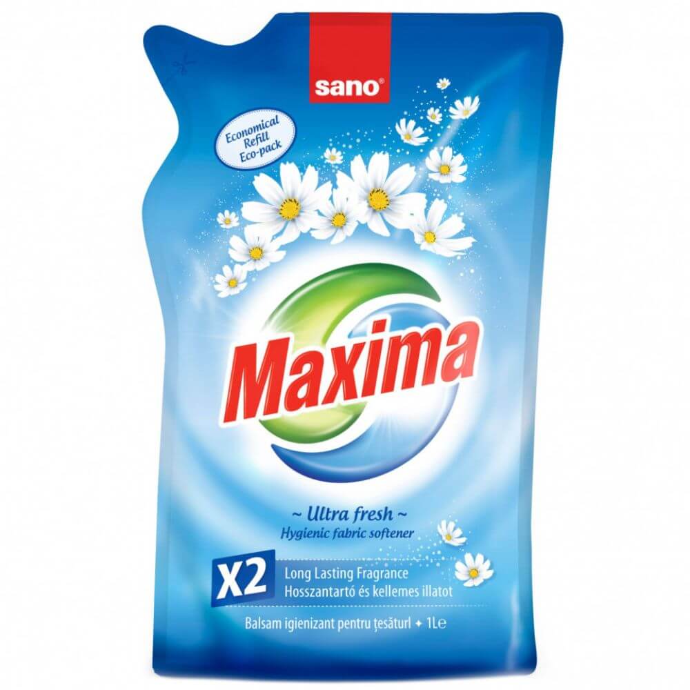 Rezerva Balsam Rufe Sano Maxima, 1 L, Ultra Fresh, Floral, Rezerva Balsam Igienizant pentru Haine, Rezerve Balsamuri pentru Rufe Sano Maxima, Rezerva Balsam pentru Tesaturi, Rezerva Sano Maxima Balsam de Rufe Parfumat