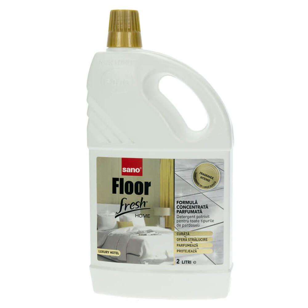 Detergent Lichid Pardoseli Sano Floor Fresh, 2 L, Parfum Luxury Hotel, Concentrat, Toate Tipurile de Pardoseli, Detergent Universal Pardoseli, Solutie Universala Pardoseli, Detergent Podea, Detergent Universal Podea