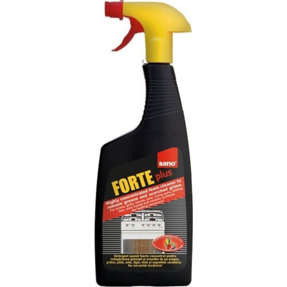 SANO Forte Plus, 500 ml, pentru Indepartarea Grasimilor de pe Aragaz, Detergent Spuma Concentrat, Solutie Importiva Grasimii Arse, Solutie Aragaz cu Pulverizator, Detergenti cu Pulverizator, Solutie Indepartare Grasime si Arsuri