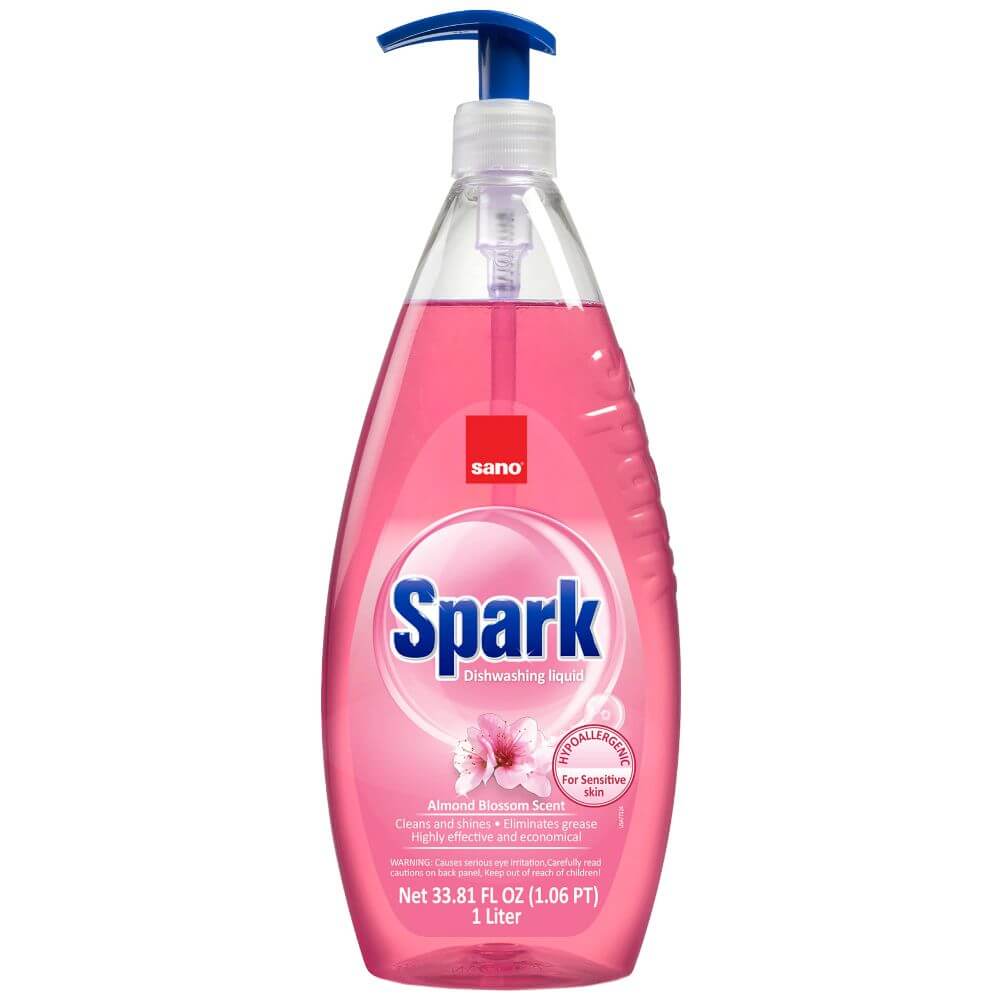 SANO Spark Detergent Lichid pentru Vase, 1 L, Parfum Flori de Migdale, pentru Piele Sensibila, Detergent Vase pentru Maini Sensibile, Detergent Vase cu Pompita, Detergenti Lichizi pentru Vase, Detergent de Vase cu Balsam SANO Spark Detergent Lichid pentru Vase, 1 L, Parfum Flori de Migdale, pentru Piele Sensibila, Detergent Vase pentru Maini Sensibile, Detergent Vase cu Pompita, Detergenti Lichizi pentru Vase, Detergent de Vase cu Balsam