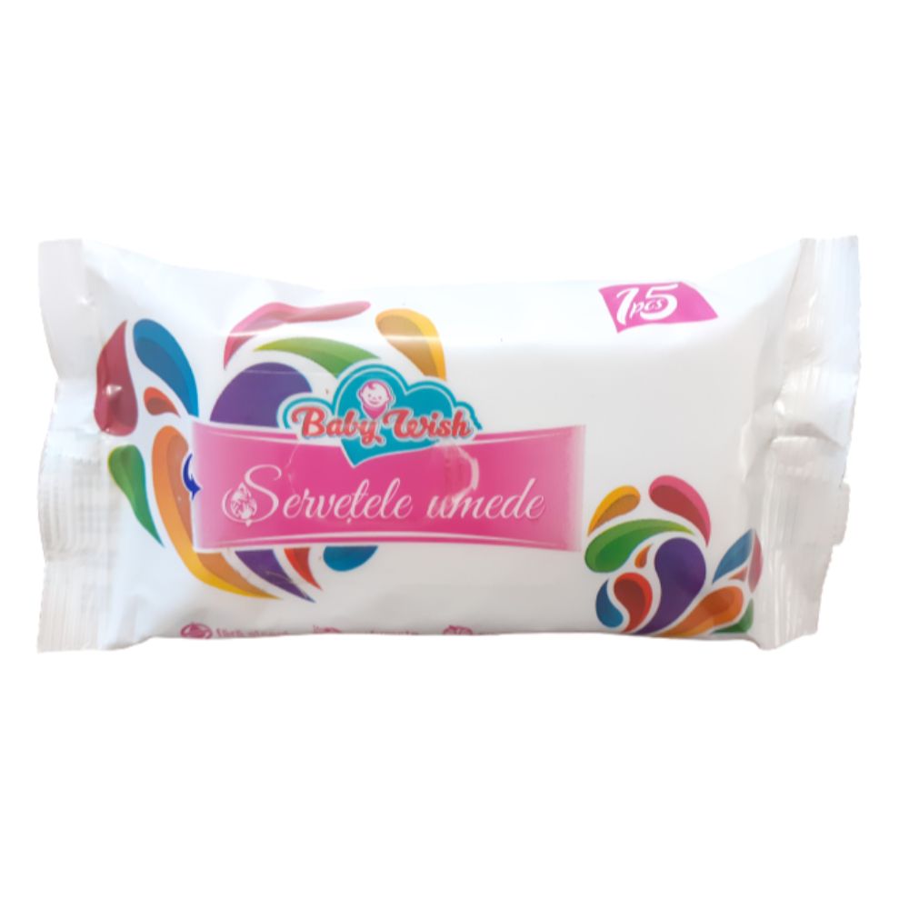 Servetele Umede BABY WISH, 15 Buc/Pachet, cu Provitamina B5, Servetele Umede Bebelusi, Servetele Umede pentru Copii, Servetele Umede Baby, Servetele Umede BABY WISH, Servetele Umede Bebelusi DOCTOR WIPE'S