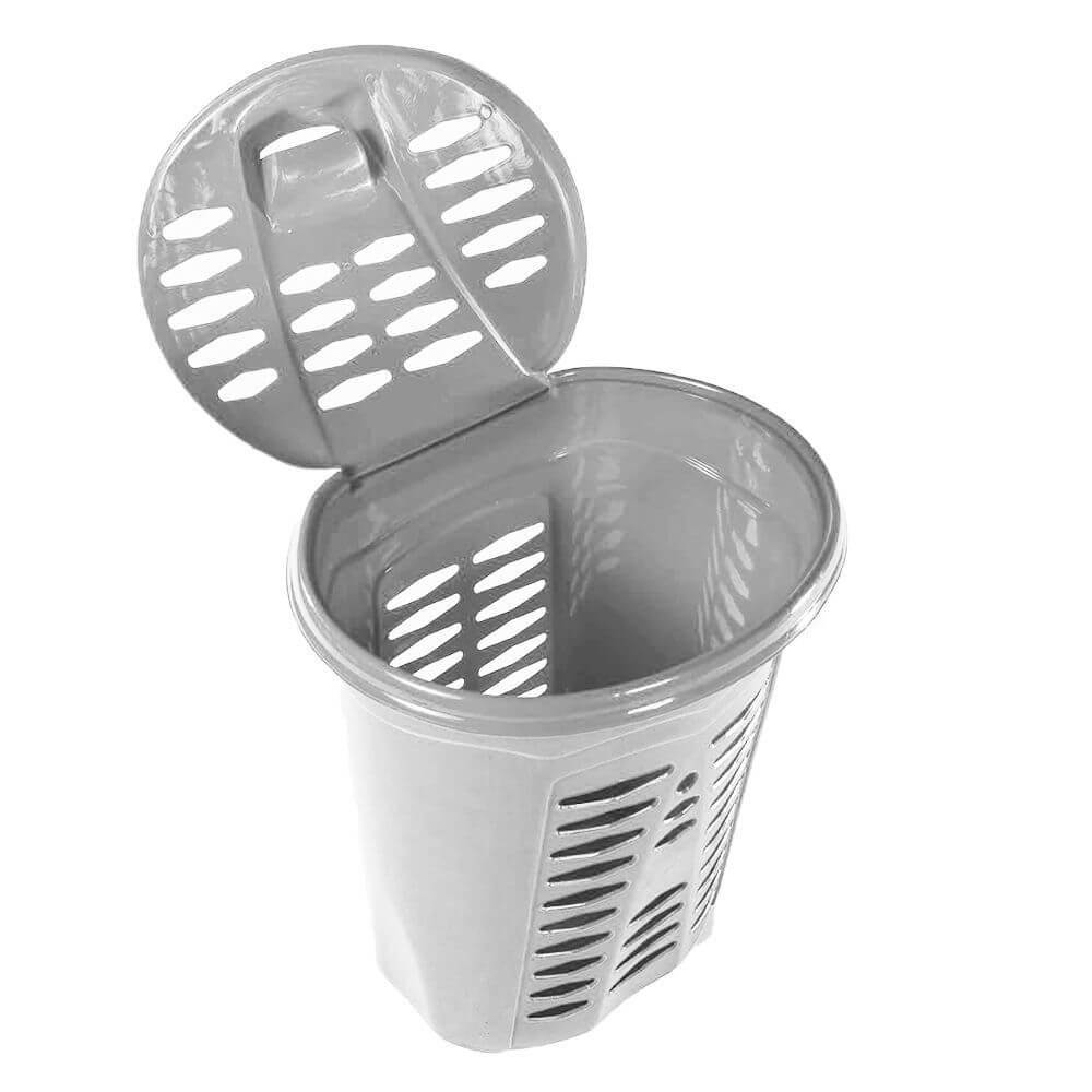 Cos de Rufe STERK, 52x35x45 cm, cu Capac, Plastic Alb, Cosuri pentru Rufe din Plastic, Cos pentru Rufe cu Capac, Cos Mare pentru Rufe cu Capac, Cos din Plastic pentru Haine, Accesorii Baie, Cos Depozitare Haine cu Capac