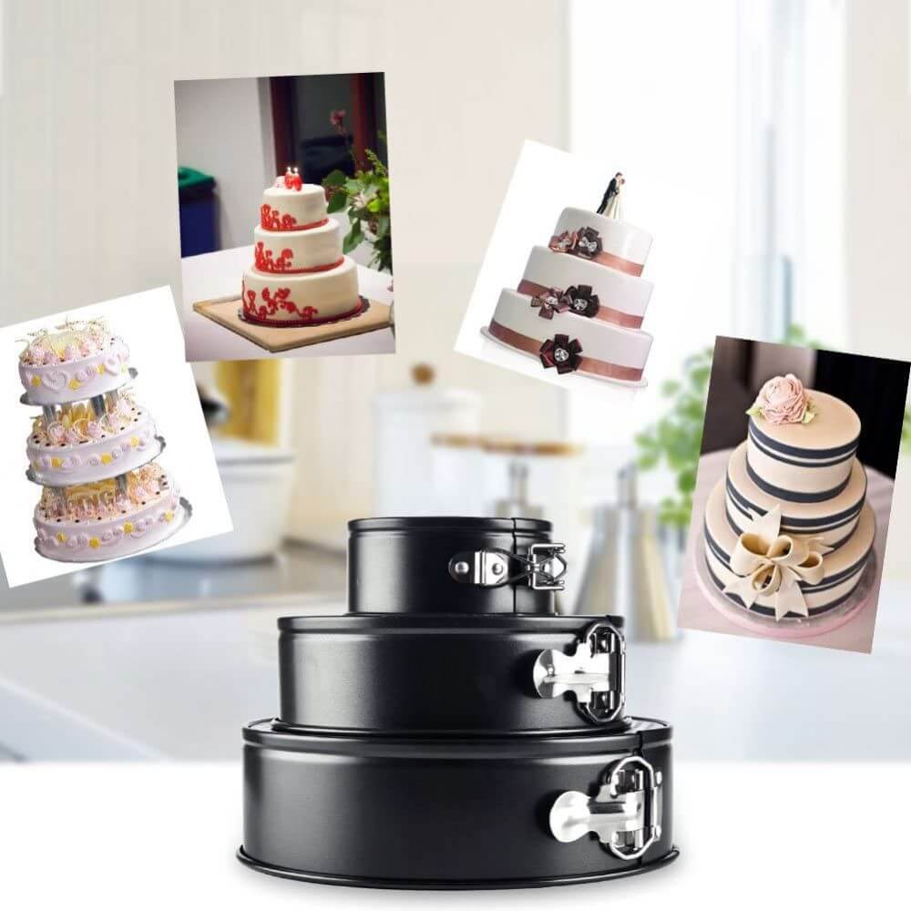 Set 3 Tavi pentru Copt, Forma Rotunda, 24/26/28 cm, Tavi cu Baza Detasabila, Tavi de Copt, Tavi pentru Copt, Set Tavi de Copt, Tava Forma Rotunda, Tava Cerc, Tava Rotunda, Forme Gatit, Forme Copt