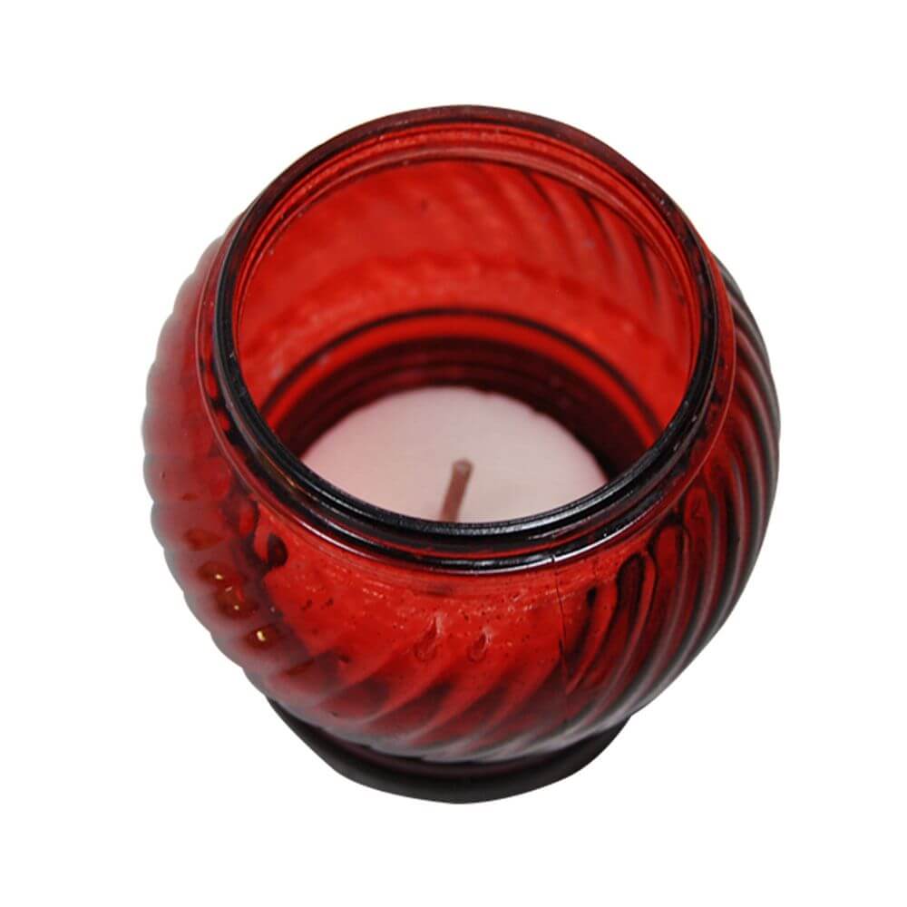 Candela de Sticla Rosie cu Capac Auriu, 10 Ore, Candela cu Capac, Candela Rosie, Candela de Sticla cu Capac, Candele cu Capac, Candele Rosii, Candele de Sticla cu Capac, Lumanare Candela, Lumanari Candele, Lumanari Neparfumate