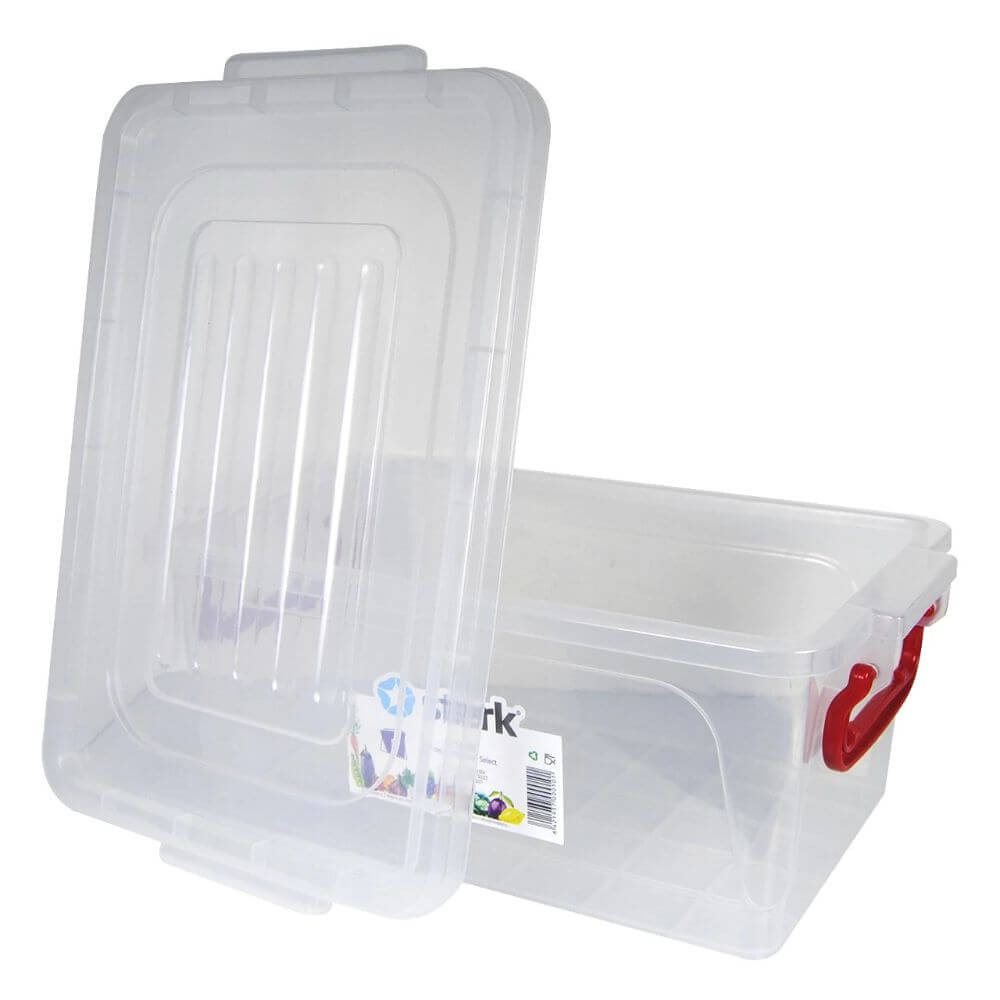 Cutie Alimente STERK, 8L, 34.5x22.5x15 cm, Dreptunghiulara cu Capac si Manere, Plastic Transparent, Cutii din Plastic Depozitare Alimente, Cutie Alimentara din Plastic, Caserole din Plastic pentru Alimente, Cutii Depozitare cu Capac pentru Alimente