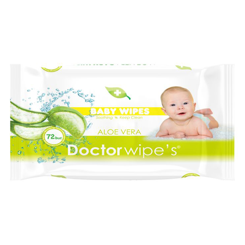 Servetele Umede DOCTOR WIPE'S Aloe Vera, 72 Buc/Pachet, Extract de Aloe Vera, Servetele Umede Bebelusi cu Extracte Naturale, Servetele Umede pentru Copii, Servetele Umede Baby, Servetele Umede DOCTOR WIPE'S, Servetele Umede Bebelusi DOCTOR WIPE'S