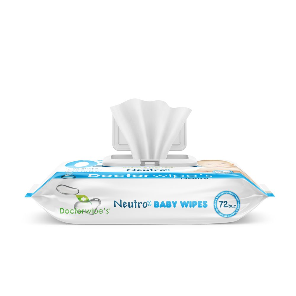 Servetele Umede DOCTOR WIPE'S Neutro Baby Wipes, 72 Buc/Pachet, cu Glicerina, Servetele Umede Bebelusi cu Glicerina, Servetele Umede pentru Copii, Servetele Umede Baby, Servetele Umede DOCTOR WIPE'S, Servetele Umede Bebelusi DOCTOR WIPE'S