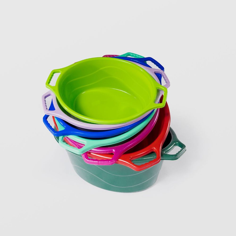 Lighean Oval cu Manere STERK, Capacitate 25 L, Dimensiune 63x44x21 cm, Material Plastic, Culoare Verde, Lighean cu Manere, Lighean Oval, Lighean Plastic