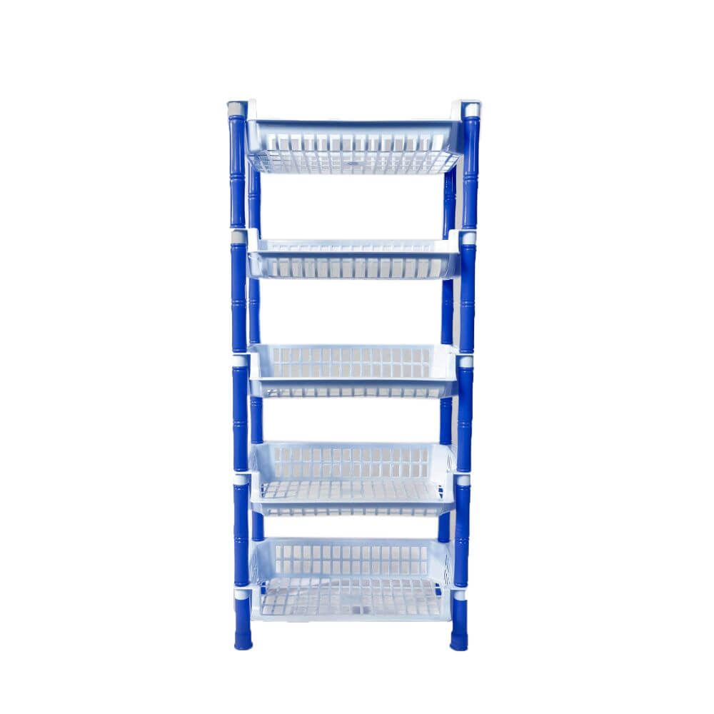 Etajera cu 4 Rafturi STERK, 88x41x29 cm, Dreptunghiulara, Albastra, Etajere pentru Depozitare Casa, Etajere cu Rafturi Depozitare, Etajera Plastic Bucatarie si Baie, Etajera Plastic cu Patru Nivele, Etajera cu Patru Rafturi din Plastic