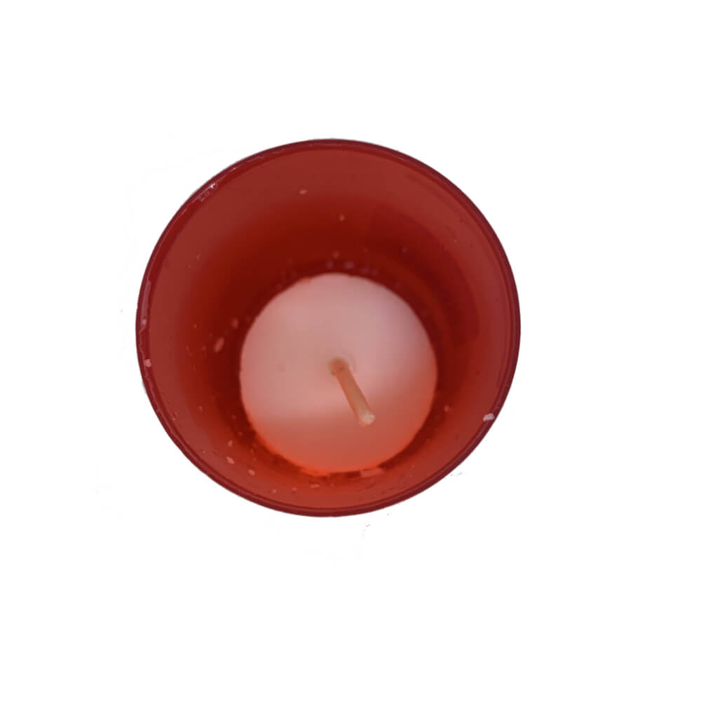 Candela de Plastic Rosie cu Capac, Candela Simpla pentru Ocazii, Candela Classica, Candela Rosie din Plastic, Candela cu Fitil, Candela din Plastic Clasica, Candele din Plastic Ieftine, Candela Rosie