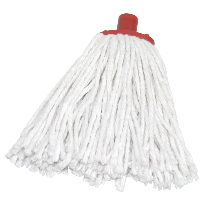 Rezerva Mop Din Bumbac Servana, Greutate 150g, Cap Culoare Rosie, Culoare Fibre Alba, Ideal Pentru Orice Suprafata