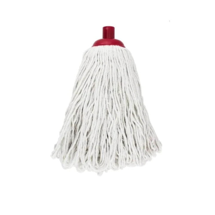 Rezerva Mop Din Bumbac Servana, Greutate 200g, Cap Culoare Rosie, Culoare Fibre Alba, Ideal Pentru Orice Suprafata