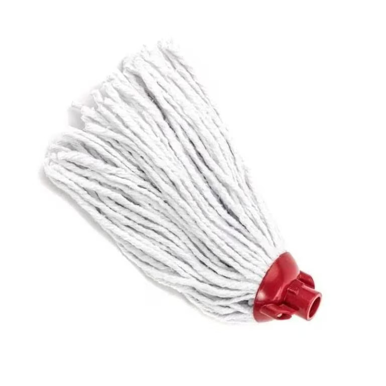 Rezerva Mop Din Bumbac Servana, Greutate 200g, Cap Culoare Rosie, Culoare Fibre Alba, Ideal Pentru Orice Suprafata
