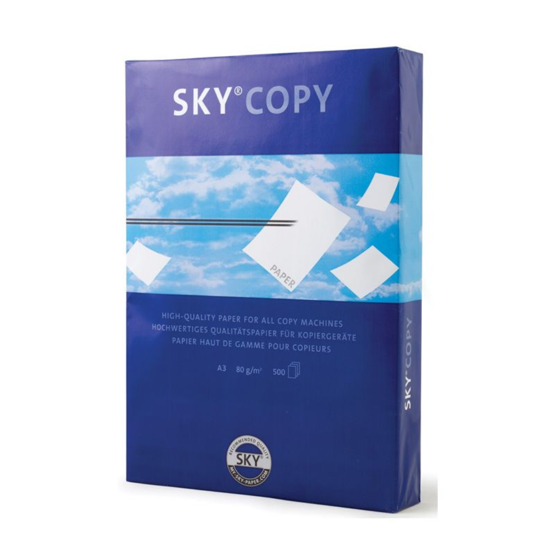 Hartie Alba Pentru Copiator A3, 80g/mp, 500coli/top, 5 Topuri/cutie Sky Copy