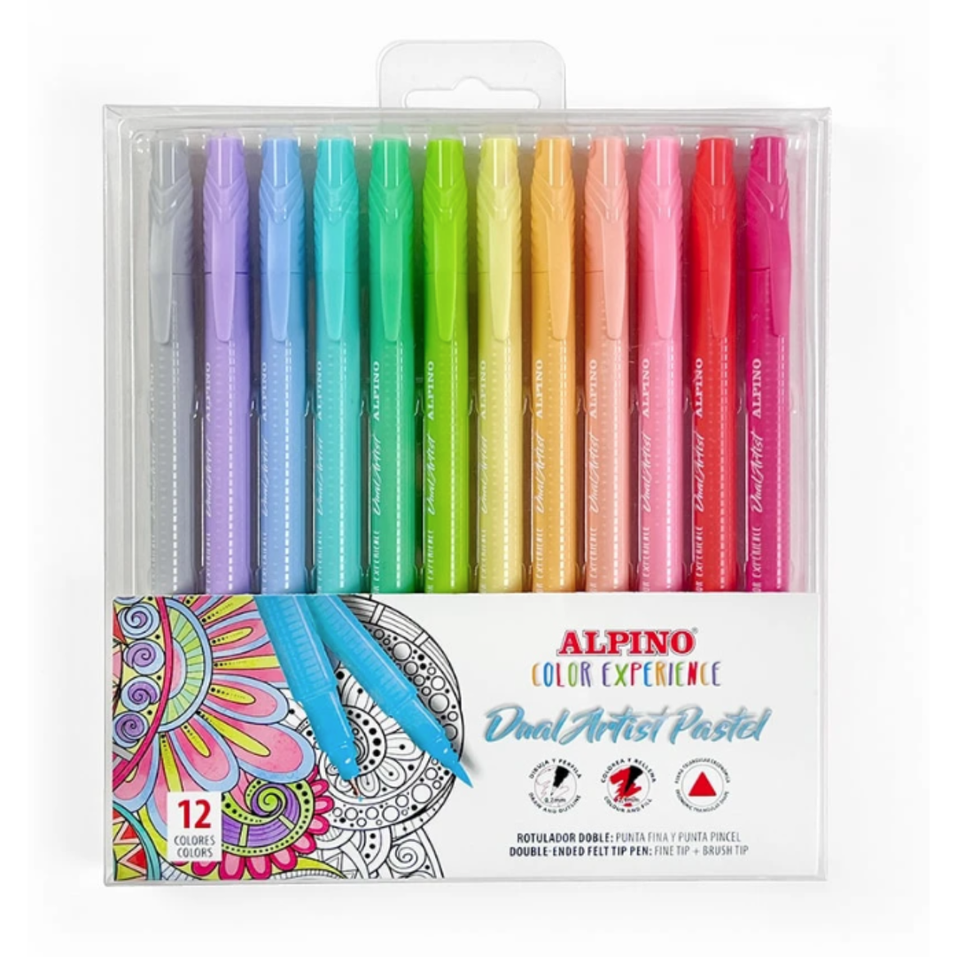 Carioca Cu 2 Capete, Varf 0.7mm/tip Pensula, 12 Culori Pastel /set, Alpino Color Experience Carioca Cu 2 Capete, Varf 0.7mm/tip Pensula, 12 Culori Pastel /set, Alpino Color Experience