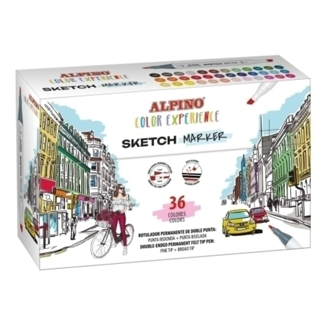 Set Markere Cu Doua Capete, Varf Rotund/tesit, Alpino Color Experience Set Markere Cu Doua Capete, Varf Rotund/tesit, Alpino Color Experience