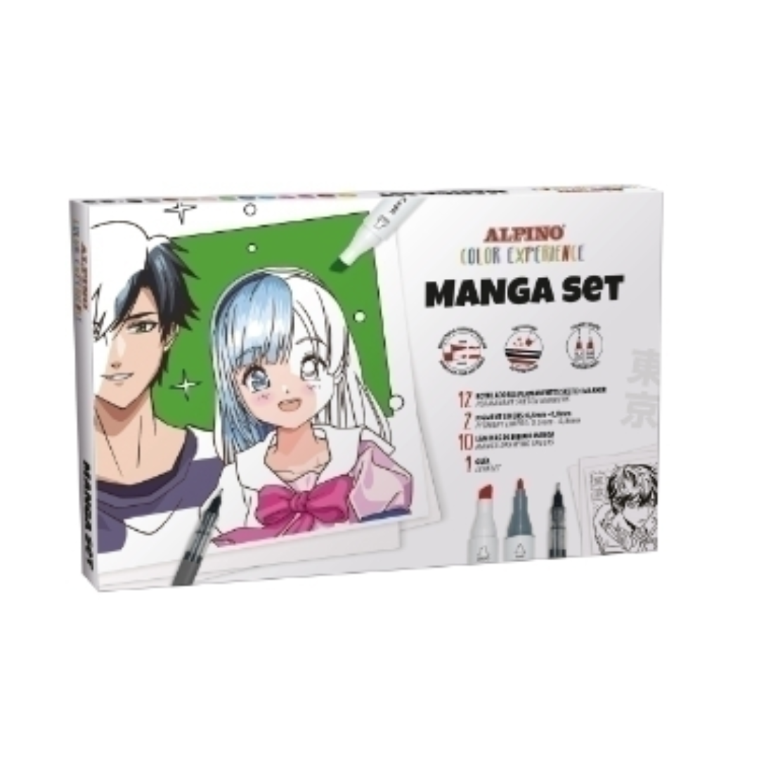 Set Alpino Manga, Contine 12x Markere Sketch, 2x Liner Pigment, 12 Planse Set Alpino Manga, Contine 12x Markere Sketch, 2x Liner Pigment, 12 Planse