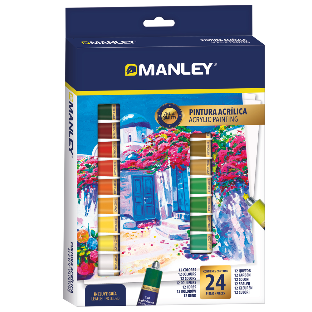 Set Tempera Acrilica Manley, 12 Ml - 24 Culori/set