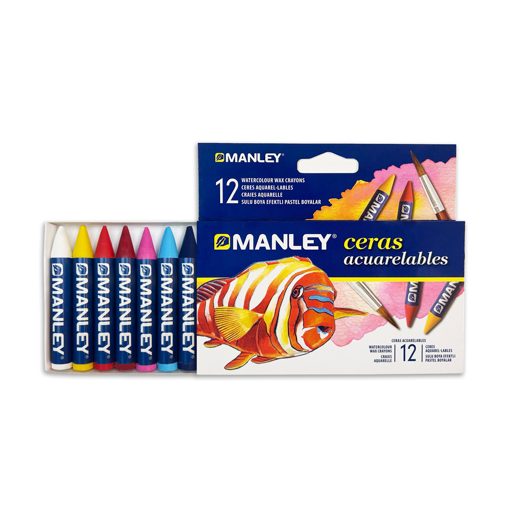 Creioane Cerate Pe Baza De Apa, Cutie Carton, Metalice, 12 Culori/set -manley