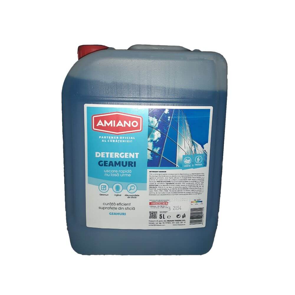 Detergent Geamuri Amiano, 5 L, Detergent pentru Geamuri, Detergent Sticla, Detergent pentru Sticla, Detergent pentru Suprafete din Sticla, Detergent Oglinzi, Detergent pentru Oglinzi, Detergent Oglinda, Detergent pentru Oglinda