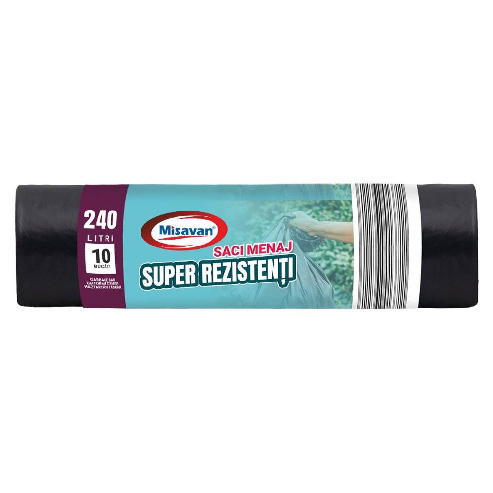 Rola 10 Saci Menajeri Super Rezistenti Misavan, 240 l, Negri, Saci de Menaj, Rola Saci Menajeri, Saci Menajeri 240 l, Saci Menajeri in Rola, Saci pentru Menaj, Saci Gunoi, Saci de Gunoi, Saci Deseuri, Saci pentru Deseuri, Saci Cos de Gunoi