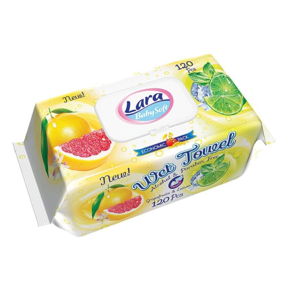 Set 120 Servetele Umede Lara, cu Grapefruit, Fara Alcool si Parabeni, Servetele Umede cu Grapefruit, Servetele Umede Grapefruit, Servetele Umede Fara Alcool, Servetele Umede Fara Parabeni, Servetele Umede Delicate