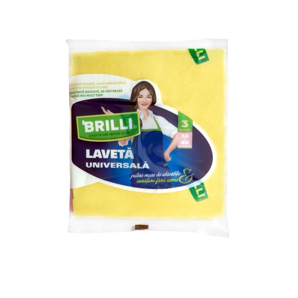 Set 3 Lavete Universale din Microfibra Brilli, 36x40 cm, Diverse Culori, Lavete Microfibra, Lavete Absorbante, Laveta Absorbanta, Laveta Bucatarie, Lavete Bucatarie, Laveta Baie, Lavete Baie, Lavete Curatare, Laveta Universala, Laveta Mobila