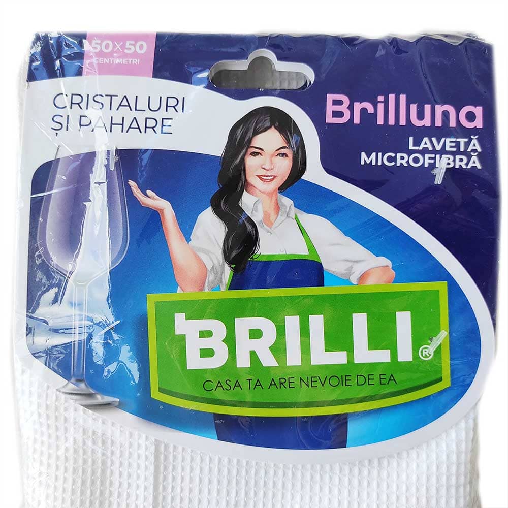 Set 6 Lavete Microfibra Brillidry pentru Cristaluri si Pahare, Alb