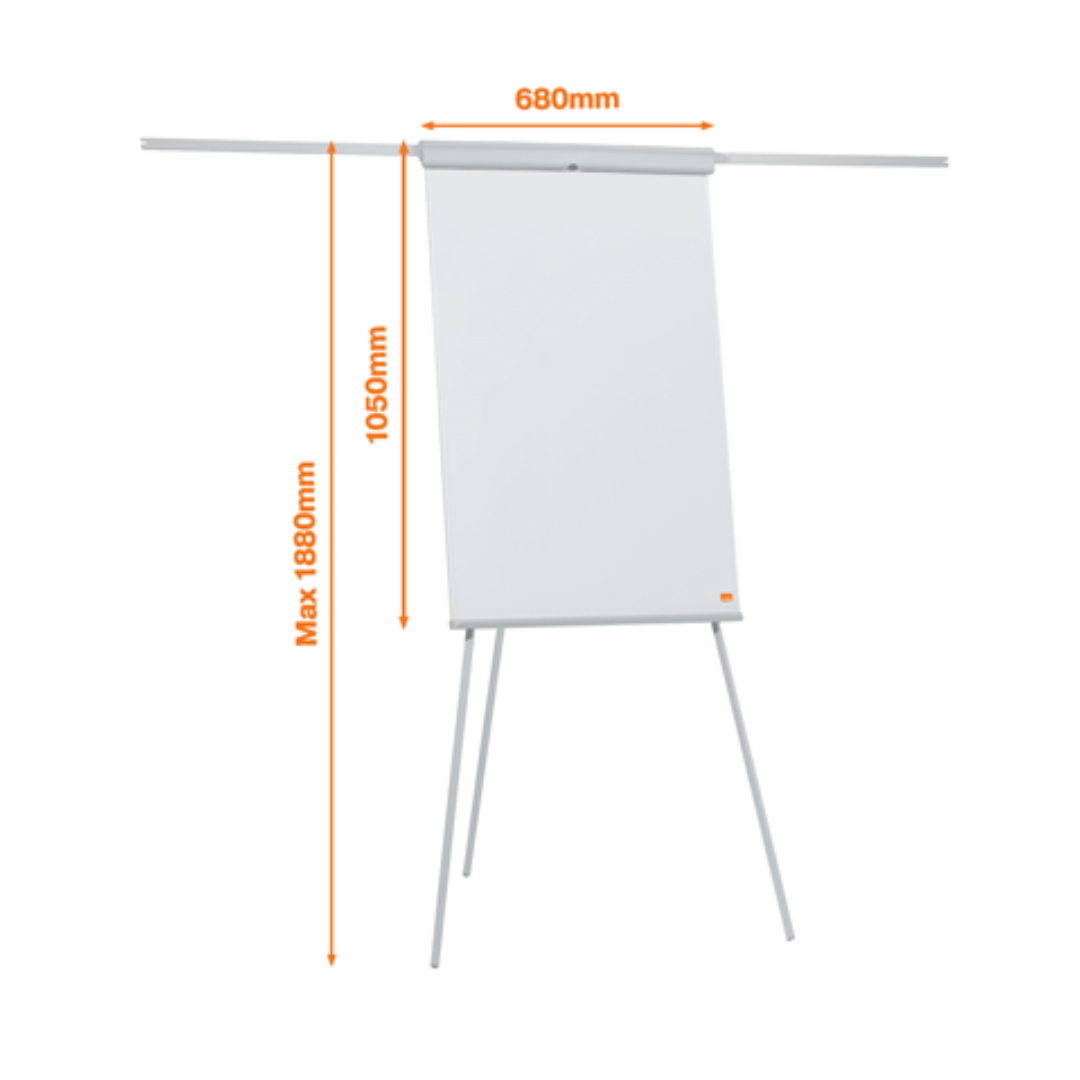 Flipchart Nobo Essentials, Otel Lacuit, Brate Extensibile Si Trepied, Magnetic, Alb