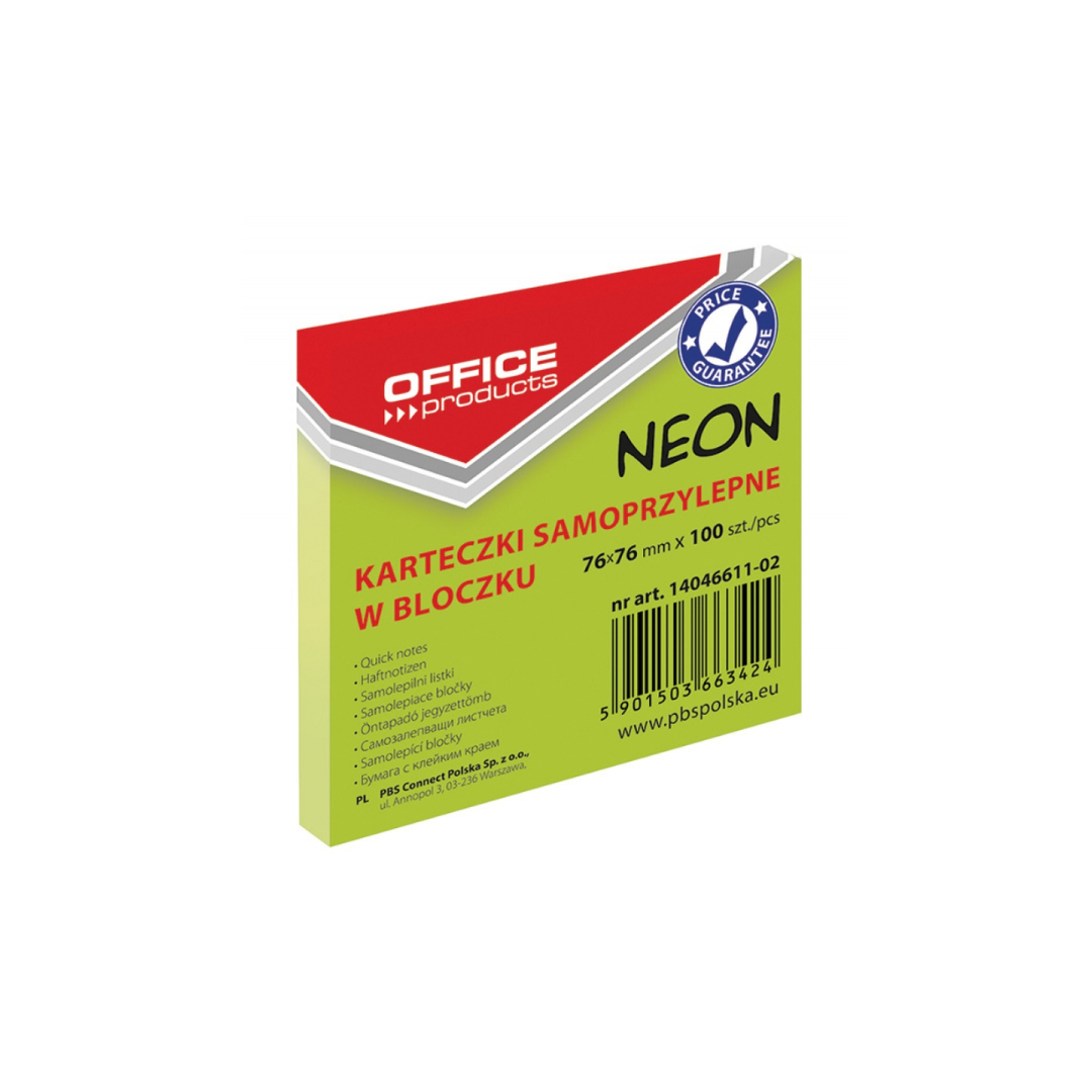 Notes Autoadeziv 76 X 76 Mm, 100buc/set, Office Products - Verde Neon Notes Autoadeziv 76 X 76 Mm, 100buc/set, Office Products - Verde Neon