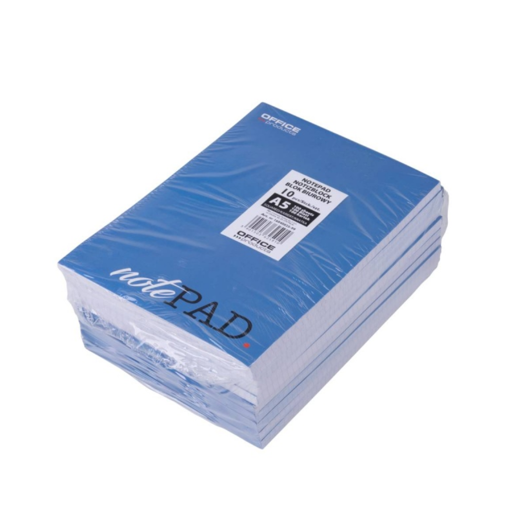 Blocnotes A5, 100 File - 60gsm, Lipit Pe Latura Mica, Coperta Albastra, Office Products - Matematica