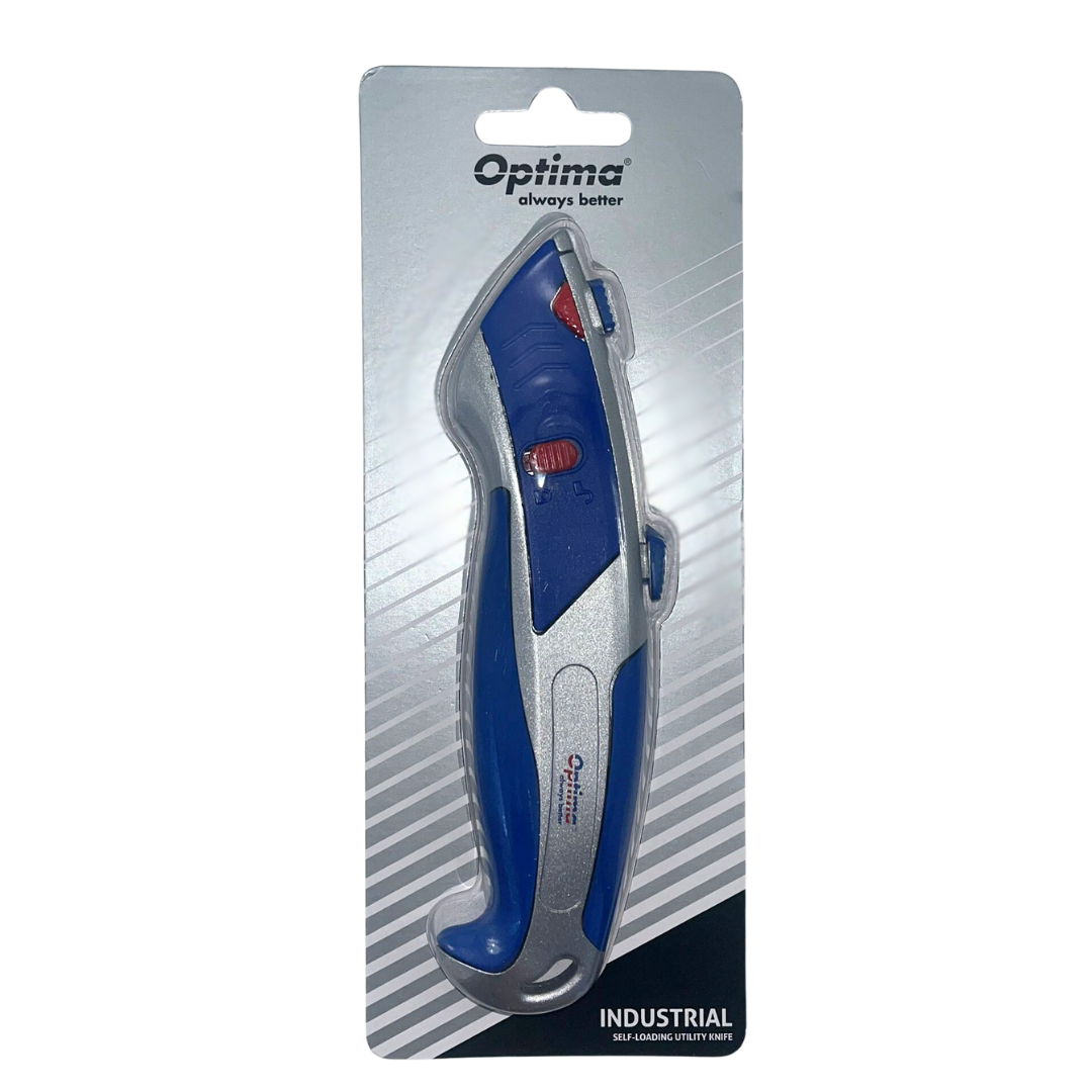 Cutter Optima Industrial, Lama Trapezoidala + 5 Rezerve Sk5, Cu Auto-incarcare, Zinc Cu Rubber Grip