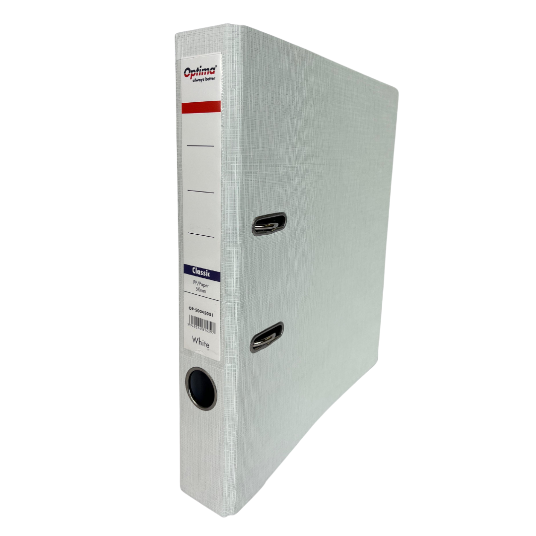 Biblioraft A4, Plastifiat Pp/paper, Margine Metalica, 50 Mm, Optima Classic - Alb