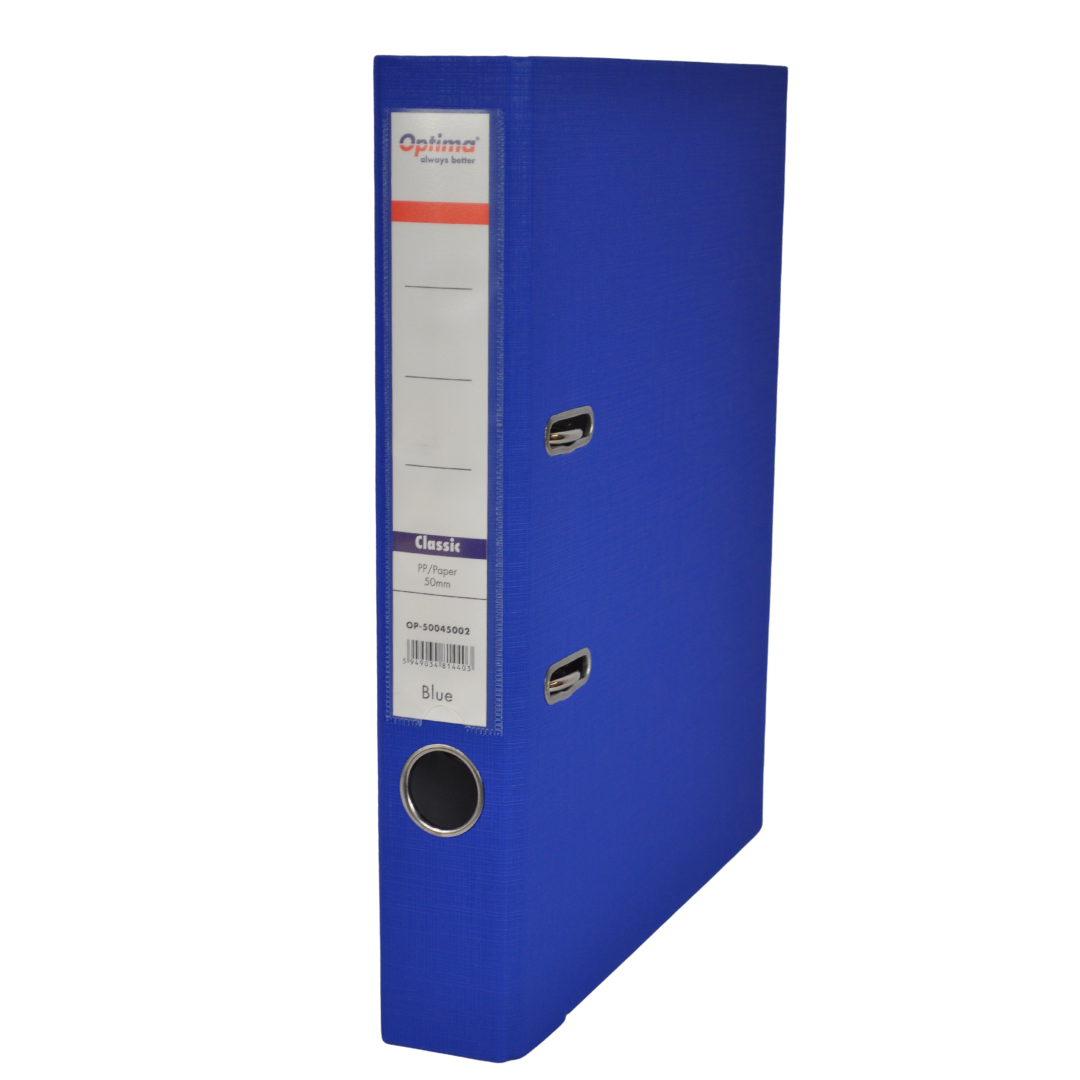 Biblioraft A4, Plastifiat Pp/paper, Margine Metalica, 50 Mm, Optima Classic - Albastru