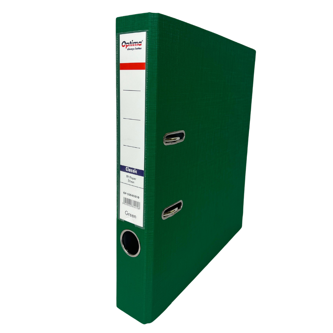 Biblioraft A4, Plastifiat Pp/paper, Margine Metalica, 50 Mm, Optima Classic - Verde